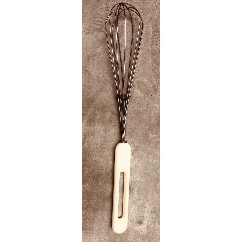 Vintage‎ Bonny Stainless Steel Whisk White Plastic Handle Made In Italy